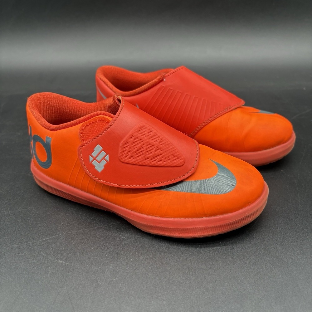 Nike KD Kevin Durant Youth Size 10C Orange Gray Indoor Shoes 599479-800